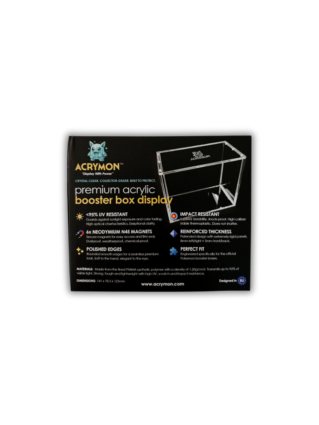 Pokmon Booster Box Acrylic Display Case UV Resistant Magnetic Protector | ACRYMON Collectors Cache Pokmon Booster Box Acrylic Display Case UV Resistant Magnetic Protector | ACRYMON Collectors Cache